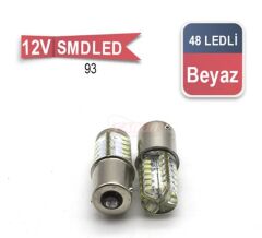 93 AMPUL 12V 48 LED SİLİKON BEYAZ TAKIM KOD:0403045