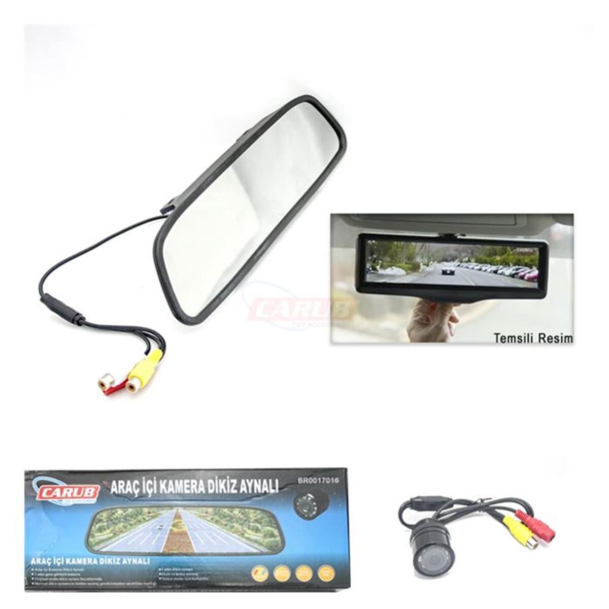 GECE GÖRÜŞLÜ + İÇ İLAVE AYNALI ARAÇ İÇİ KAMERA 28,5CMX7CM KOD:0017016
