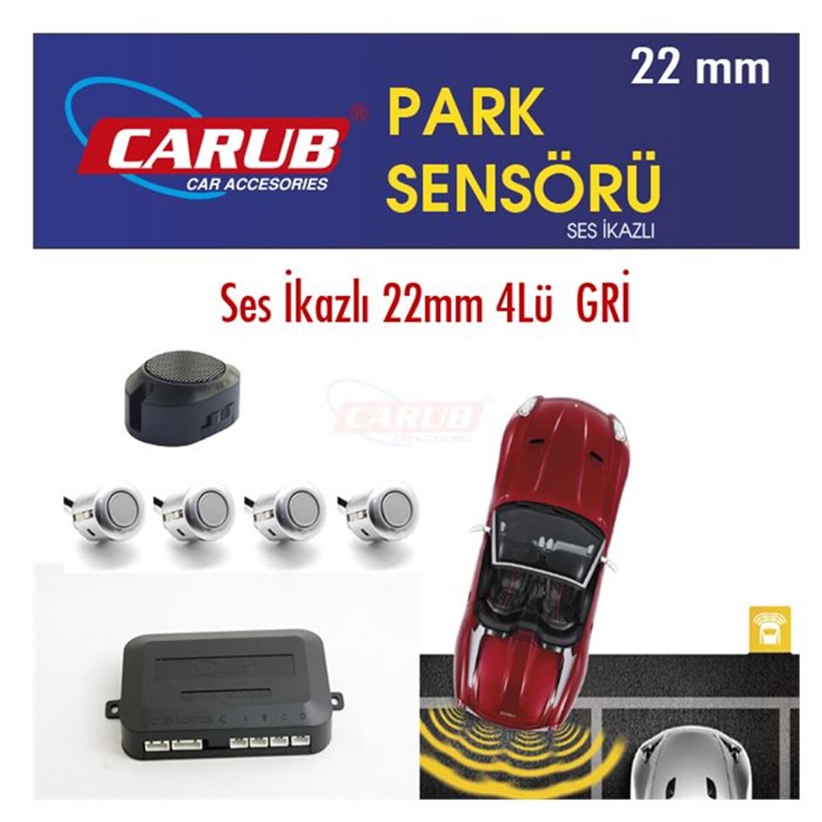 PARK SENSÖRÜ SESLİ 22MM 4LÜ GRİ CARUB KOD:0015921
