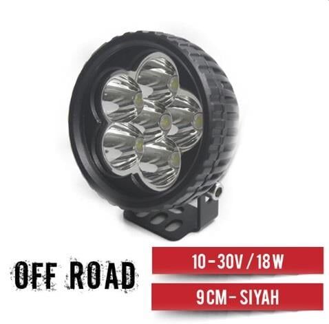 OFF-ROAD PROJEKTÖR 10-30V 18W YUVARLAK 9CM SİYAH KOD:4203231