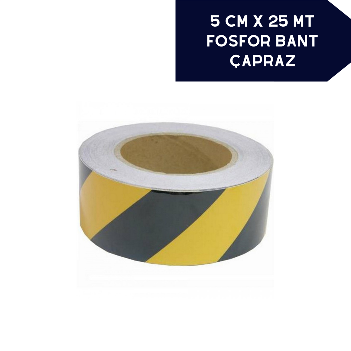FOSFOR BANT ÇAPRAZ 5CMX25M SARI SİYAH KOD:2406009