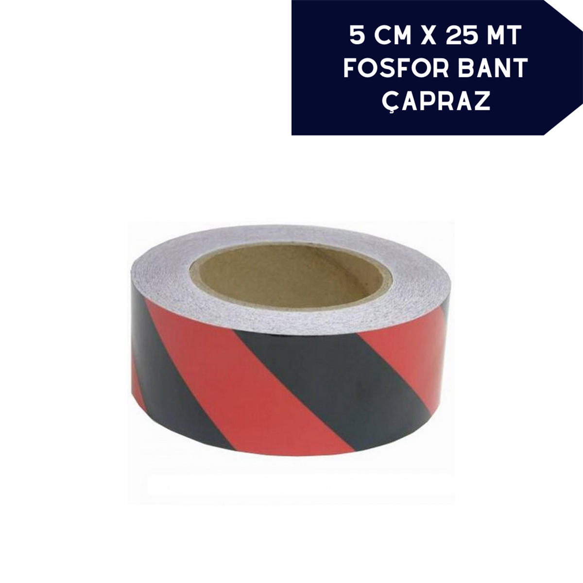 FOSFOR BANT ÇAPRAZ 5CMX25M SİYAH KIRMIZI KOD:2406008