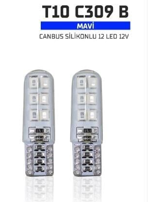 AMPUL CANBUS SİLİKONLU 6 LED 12V MAVİ KOD:T10-C309B