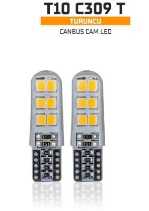 AMPUL CANBUS SİLİKONLU 6 LED 12V TURUNCU KOD:T10C309T