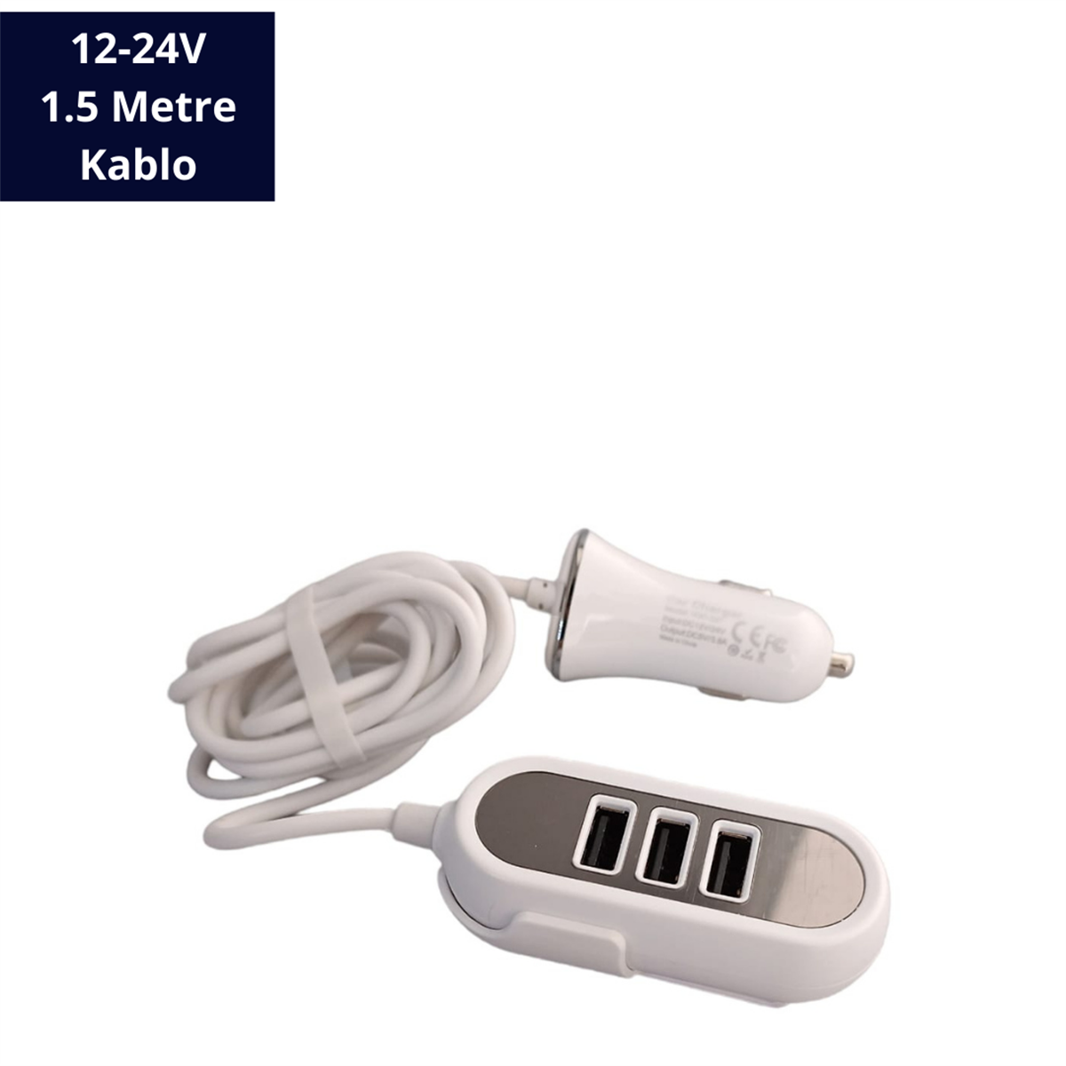 ÇAKMAK SOKETİ 3 USB GİRİŞLİ 12-24V BEYAZ KOD:LR275B