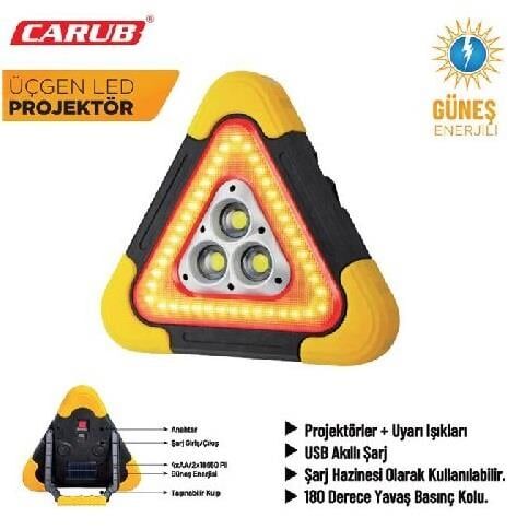 ÜÇGEN REFLEKTÖR İKAZ GÜNEŞ ENERJİLİ 5 FONKSİYON KOD:4502107