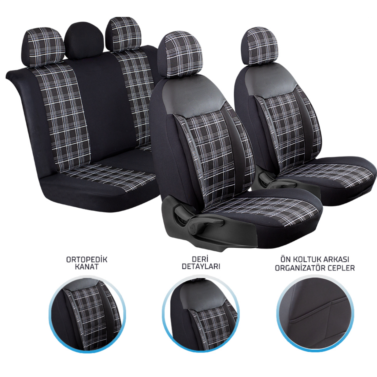 KOLTUK KILIFI EKOSE STANDART SPORTİVE SİYAH-FÜME KOD:MDX13-100