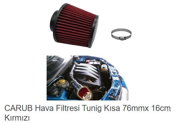 HAVA FİLTRESİ TUNİNG KISA 76 MMX16 CM KIRMIZI KOD:4686341