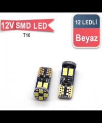 T10 AMPUL 12V 12 LED SMD CANBUS FİBER BEYAZ KOD:0405532