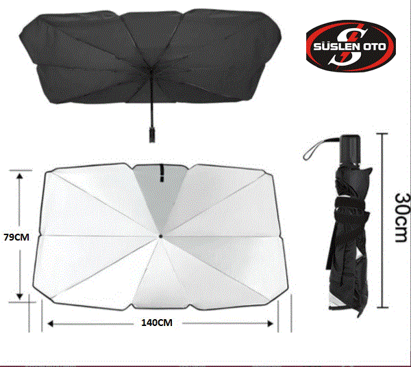 GÜNEŞLİK ÖN CAM İÇİ KATLANIR ŞEMSİYE KUTULU CARUB KOD:4953605