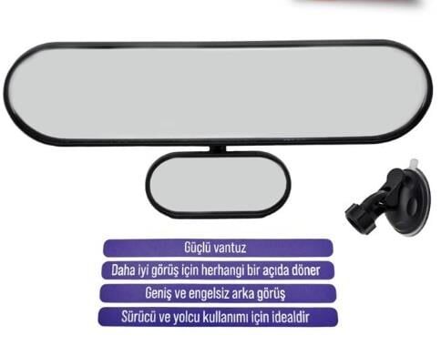AYNA ÇİFT GÖRÜŞ İÇ İLAVE VANTUZLU 27CMX7CM SİYAH KOD:0221182