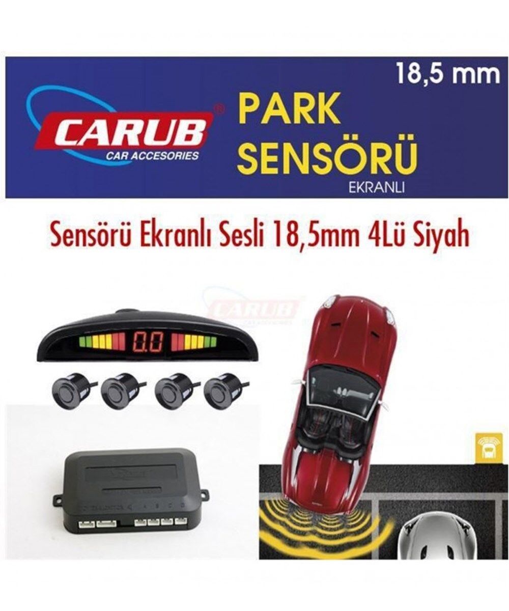 PARK SENSÖRÜ EKRANLI SESLİ 18,MM 4LÜ SİYAH CARUB KOD:0015914