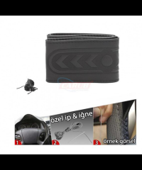 DİREKSİYON KILIFI DİKMELİ DELÜX İĞNELİ SARMALI SİYAH CARUB KOD:1832434