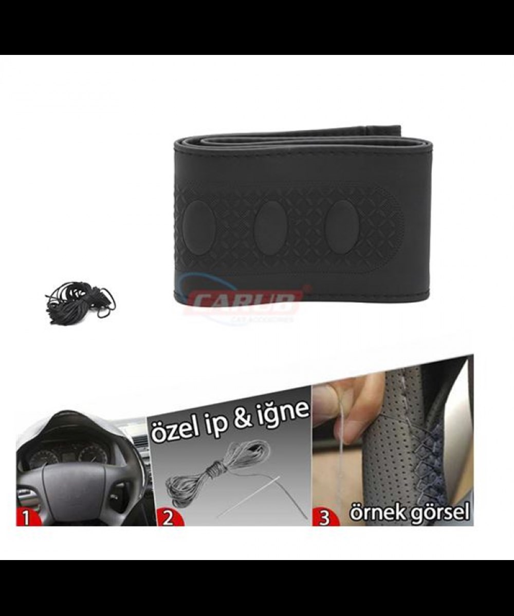 DİREKSİYON KILIFI DİKMELİ DELÜX İĞNELİ SARMALI SİYAH CARUB KOD:1832430