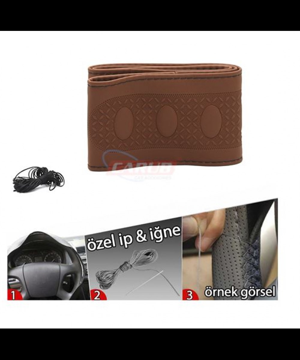 DİREKSİYON KILIFI DİKMELİ DELÜX İĞNELİ SARMALI KAHVE CARUB KOD:1832432